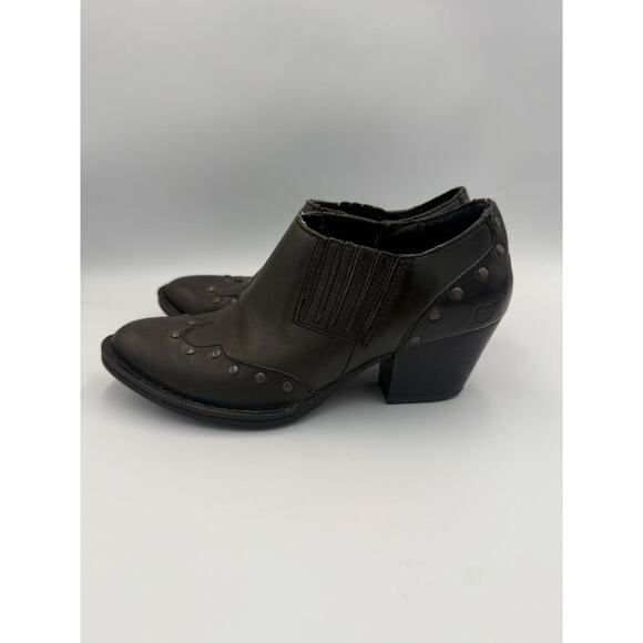 Born Womens Black Size 6‎ 1/2 Booties Western Studded - Picture 3 of 11